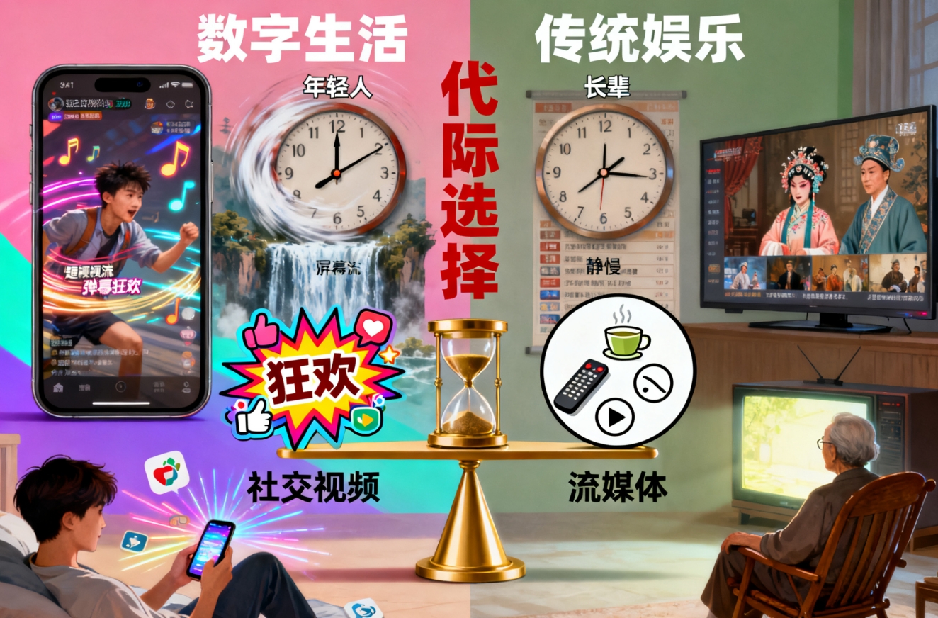 屏幕两端的代际选择：年轻人刷社交视频狂欢，长辈们守流媒体静心